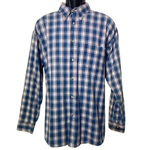 Maxx FM Vintage Men's Long Sleeve Button Down Blue &‎ Red Plaid Shirt Size Large